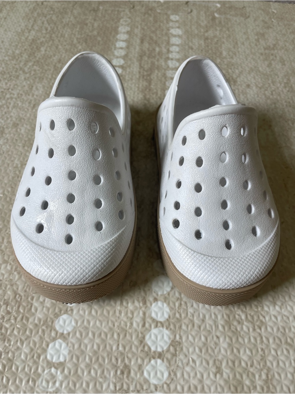 Sperry Toddler White Perforated Slip-On Shoes with Tan Outsole